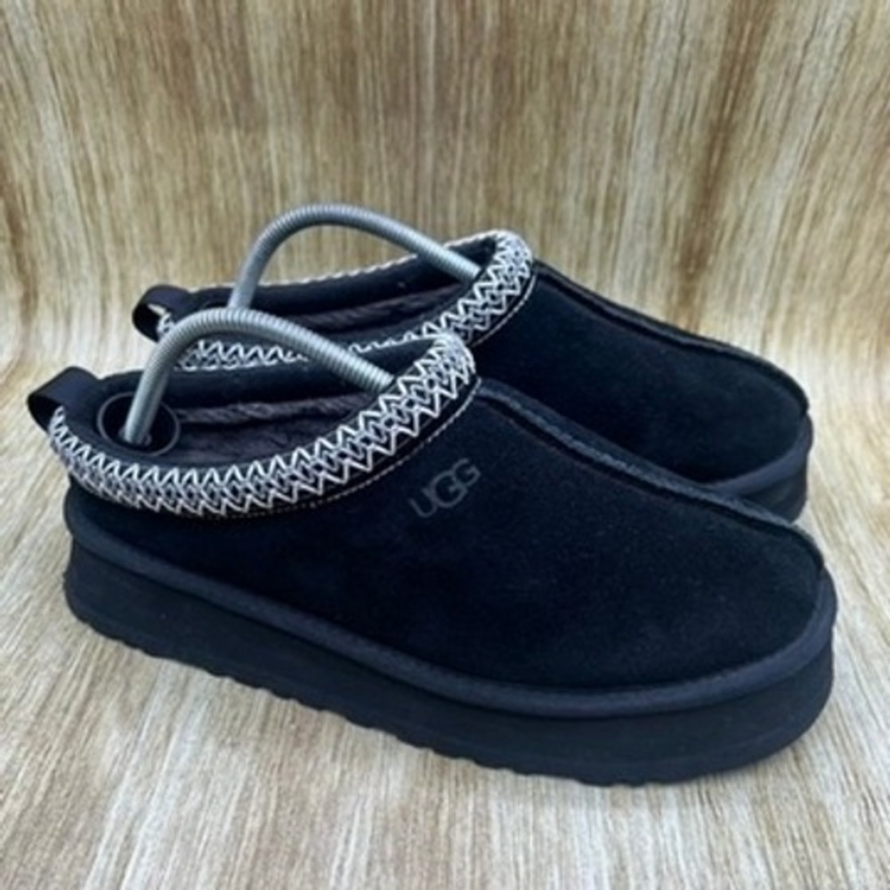 UGG Tazz Platform Slipper Women's Size 10 Black Suede Tasman Braid 1122553